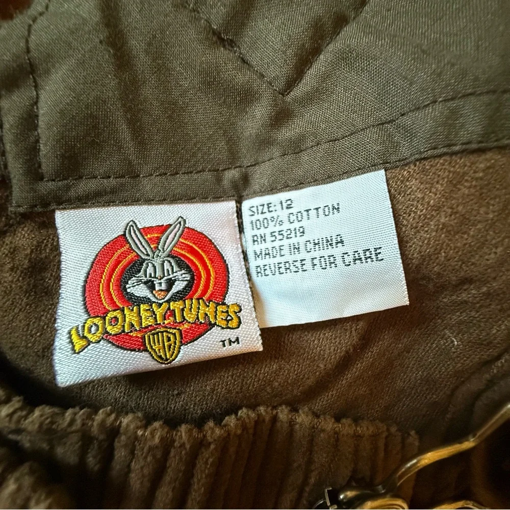 Vintage Y2K Looney Tunes Tweety Bird Corduroy Bib Overalls Girls Size 12 Cotton